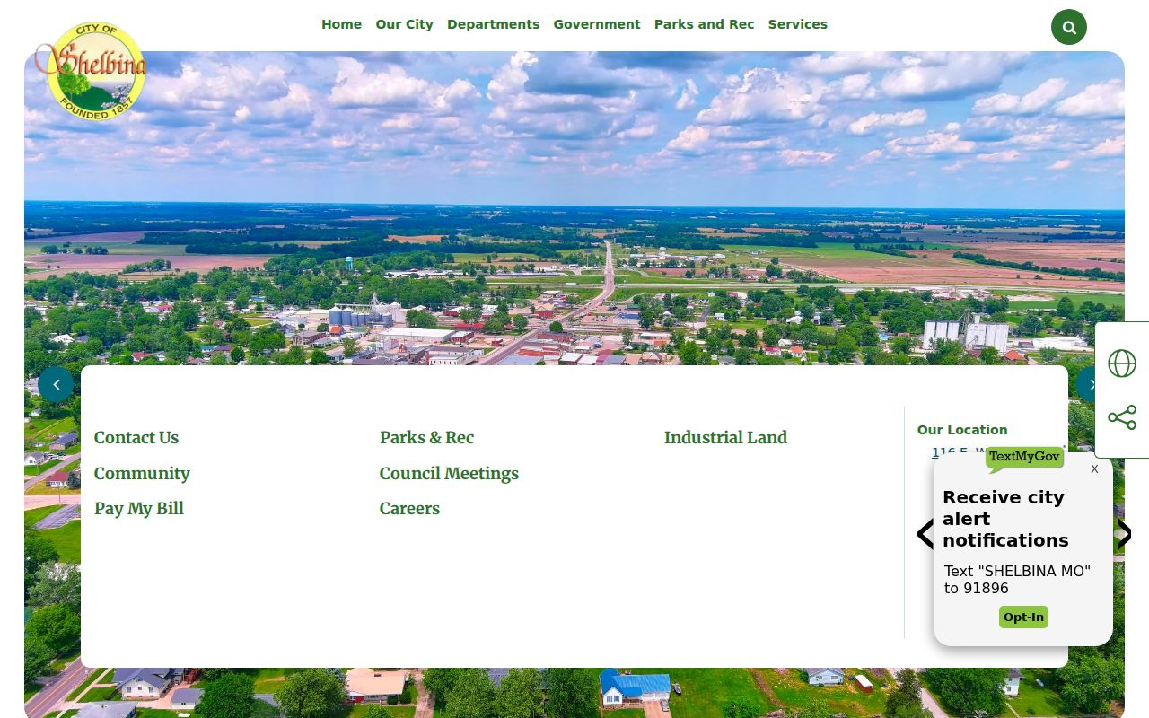 Official City of Shelbina portal used to check for municipal court information