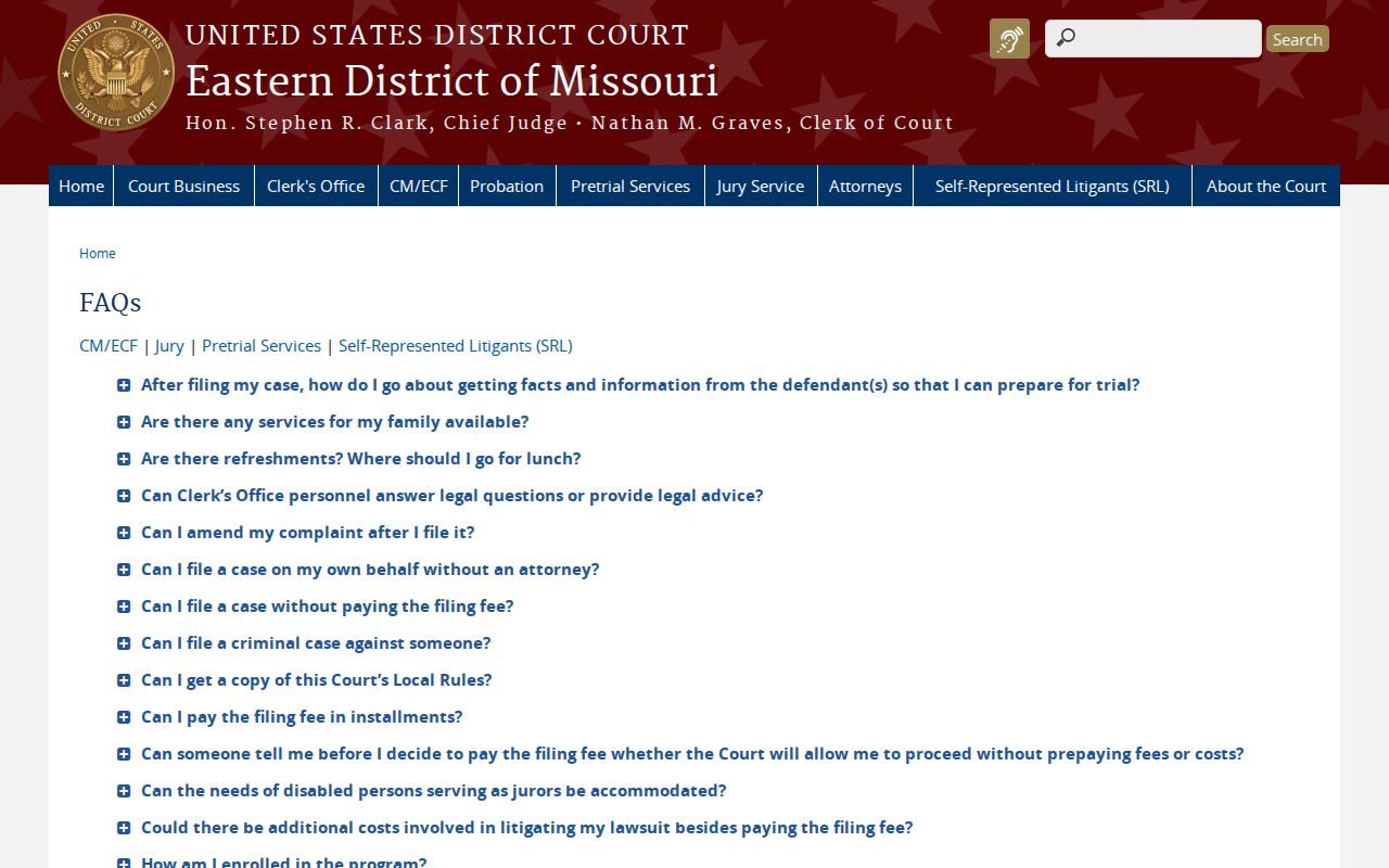 Shelby County court records Eastern District FAQ reference