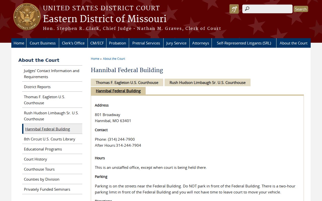 Shelby County court records Hannibal Federal Building location