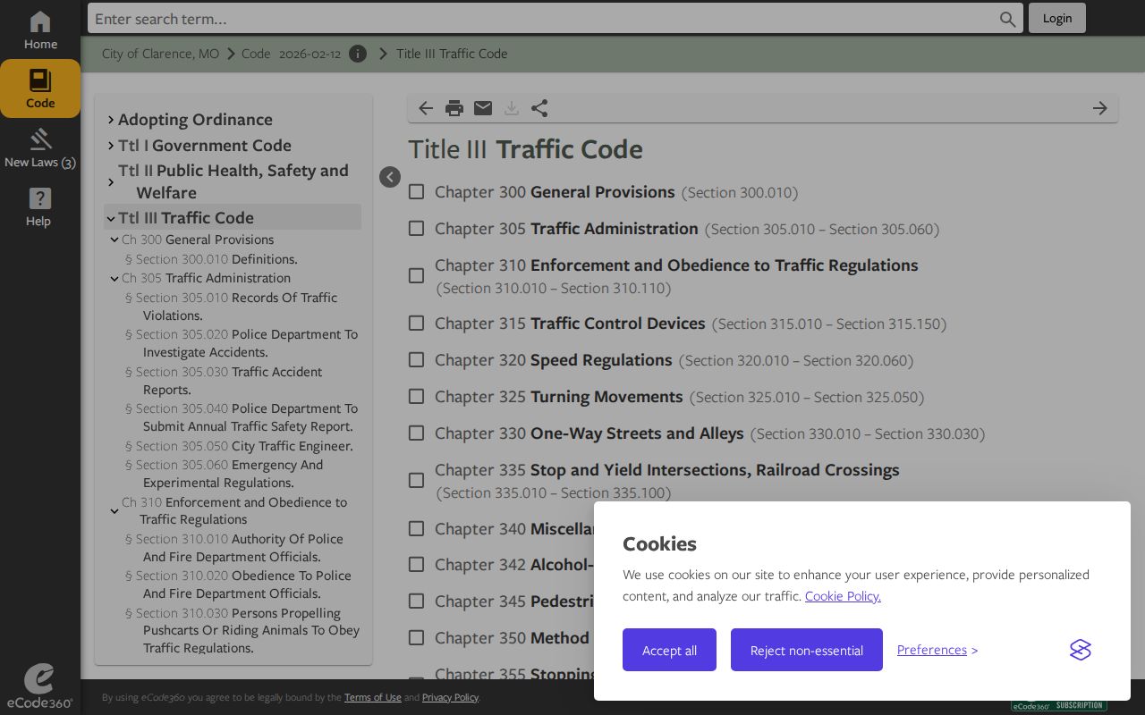 Shelby County traffic court records Clarence traffic code context